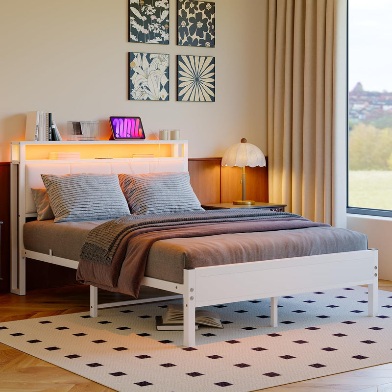 Bed Frame with Storage Headboard