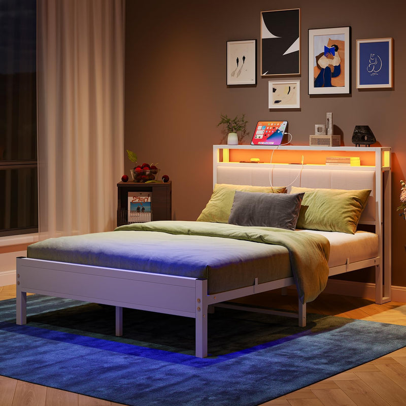 Bed Frame with Storage Headboard