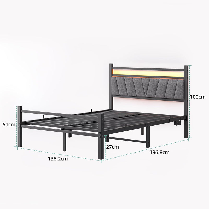 Bed Frame with Storage Headboard