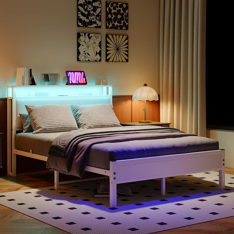 Bed Frame with Storage Headboard
