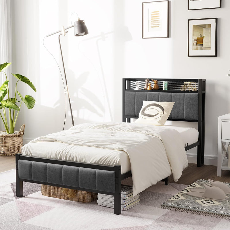 Bed Frame with Storage Headboard