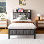 Bed Frame with Storage Headboard