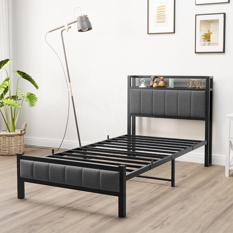 Bed Frame with Storage Headboard