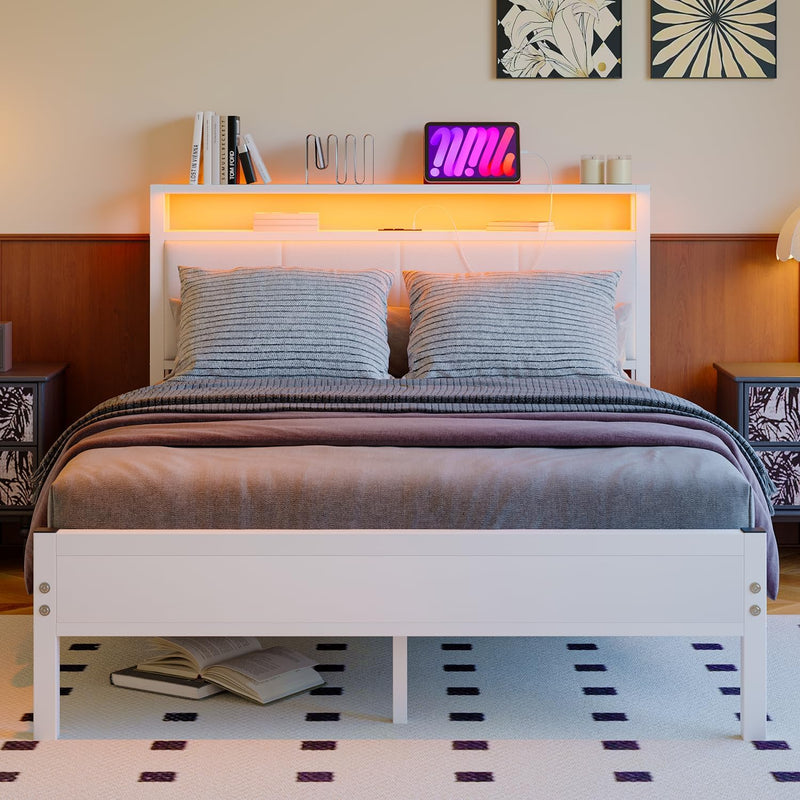 Bed Frame with Storage Headboard