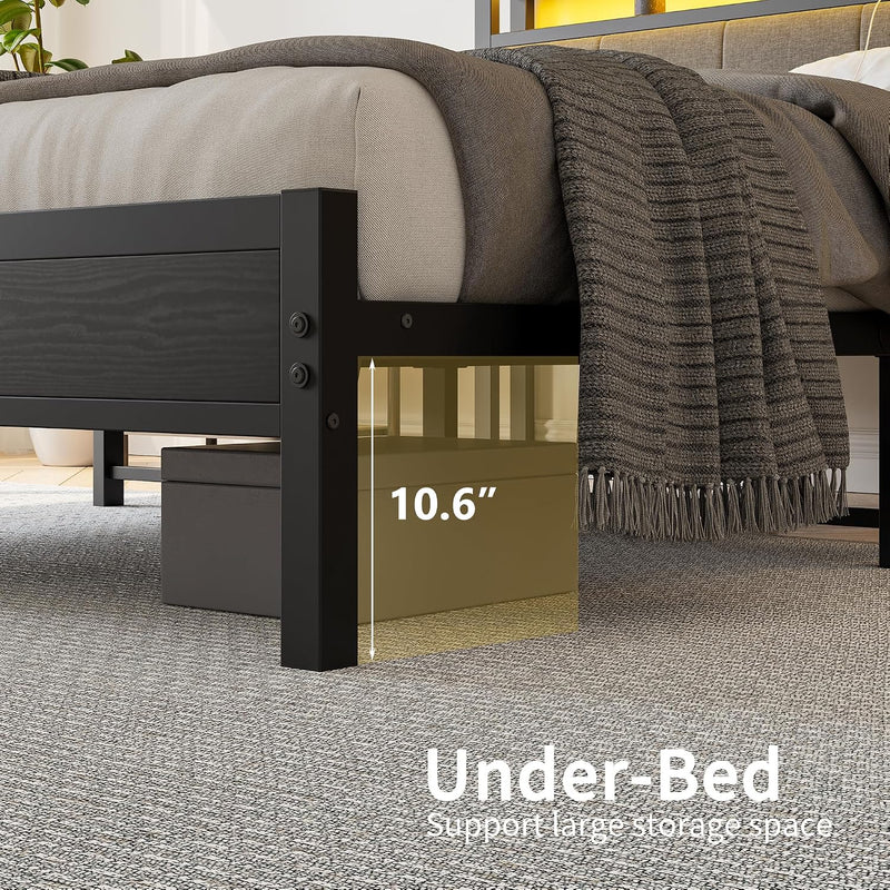 Bed Frame with Storage Headboard
