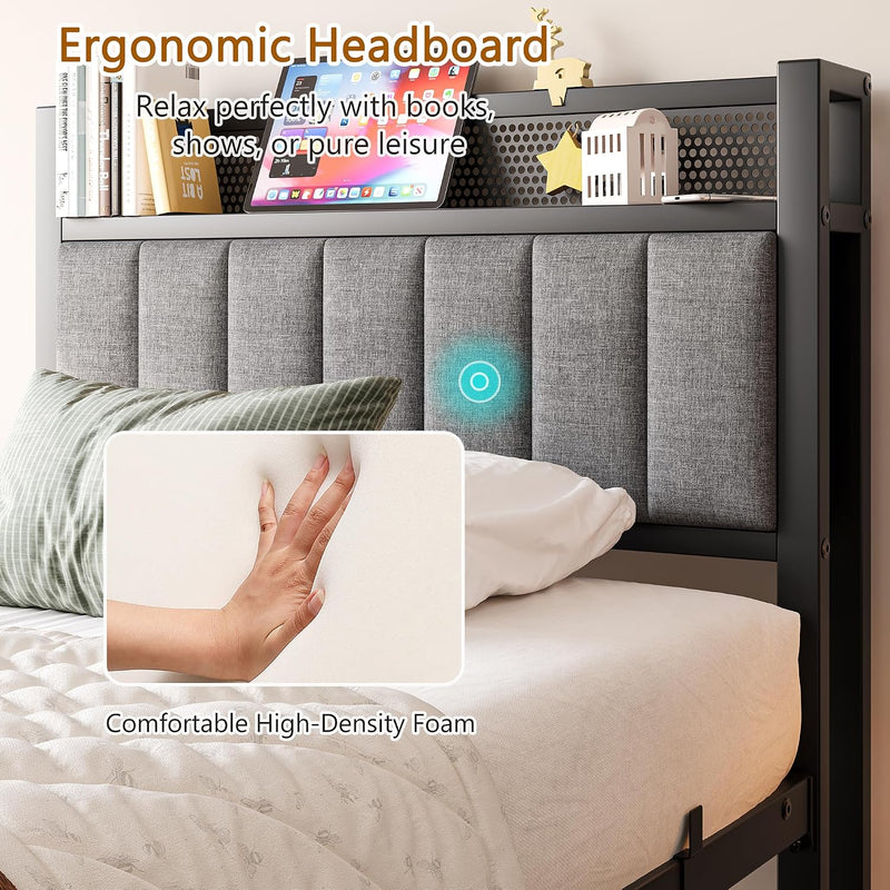 Bed Frame with Storage Headboard