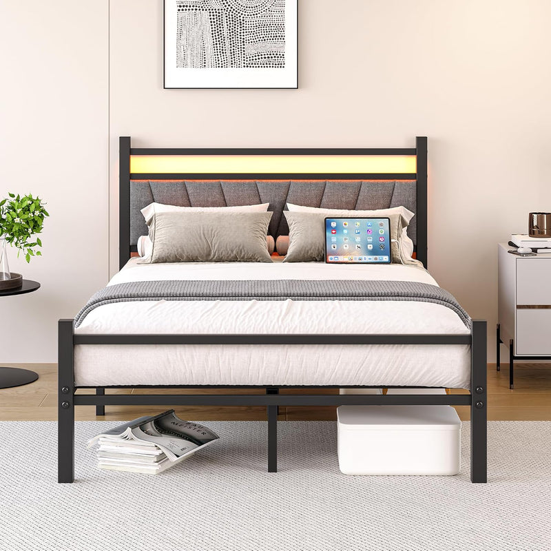 Bed Frame with Storage Headboard