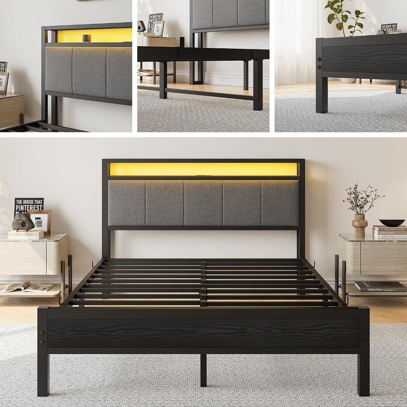 Bed Frame with Storage Headboard