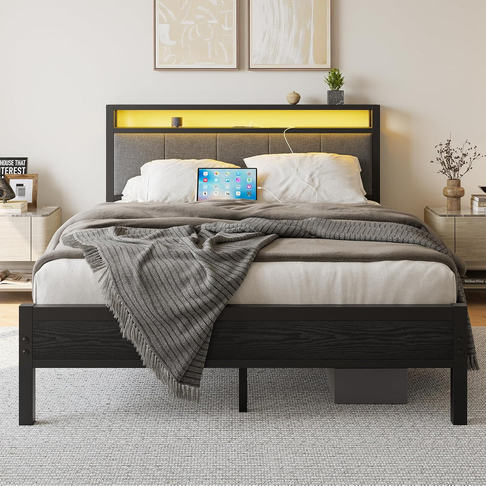 Bed Frame with Storage Headboard