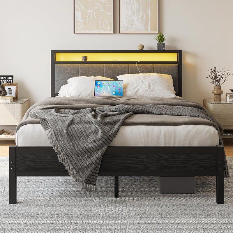 Bed Frame with Storage Headboard