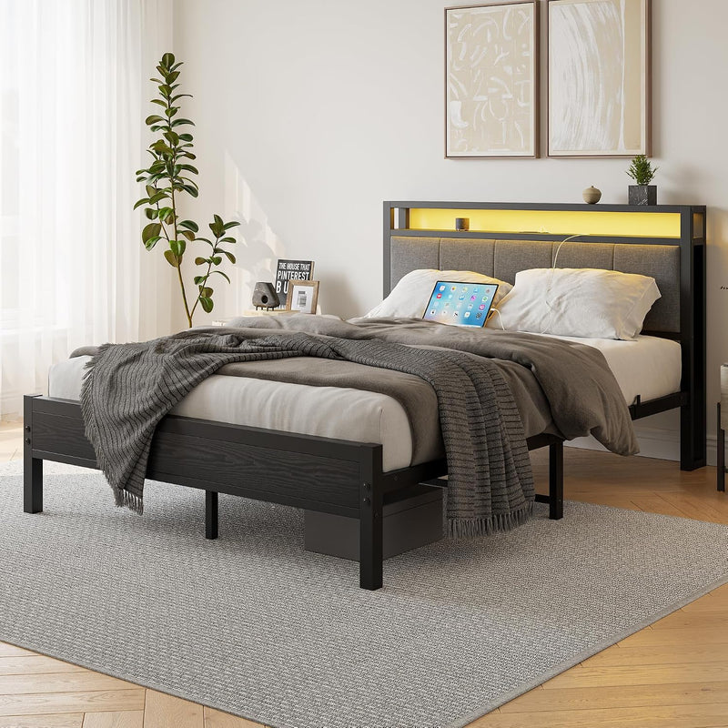 Bed Frame with Storage Headboard