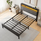 Bed Frame with Storage Headboard