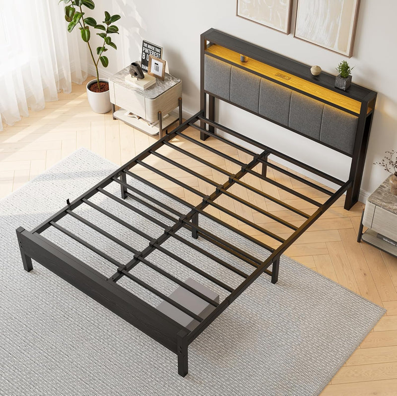 Bed Frame with Storage Headboard