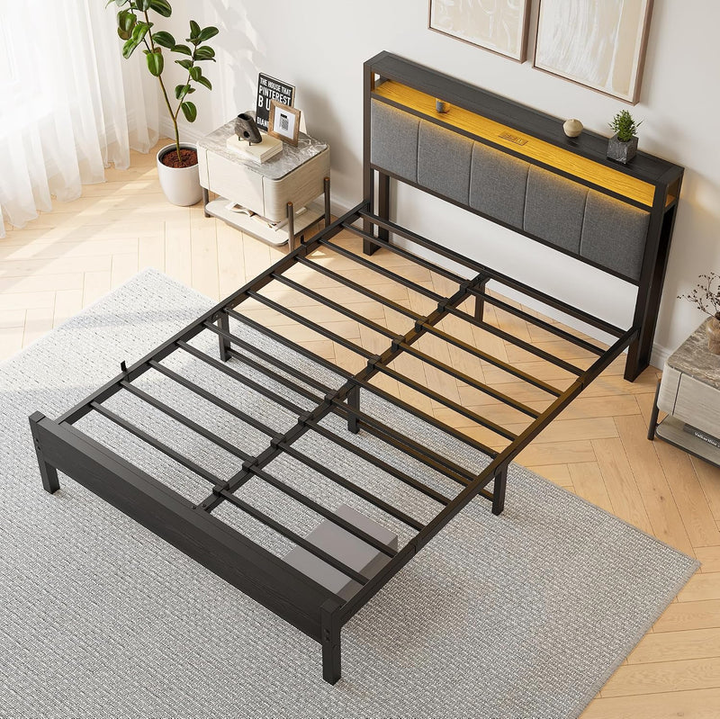 Bed Frame with Storage Headboard