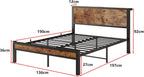 Bed Frame with Storage Headboard Metal Platform Wooden