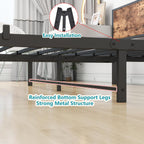 Bed Frame with Storage Headboard Metal Platform Wooden