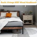 Bed Frame with Storage Headboard Metal Platform Wooden