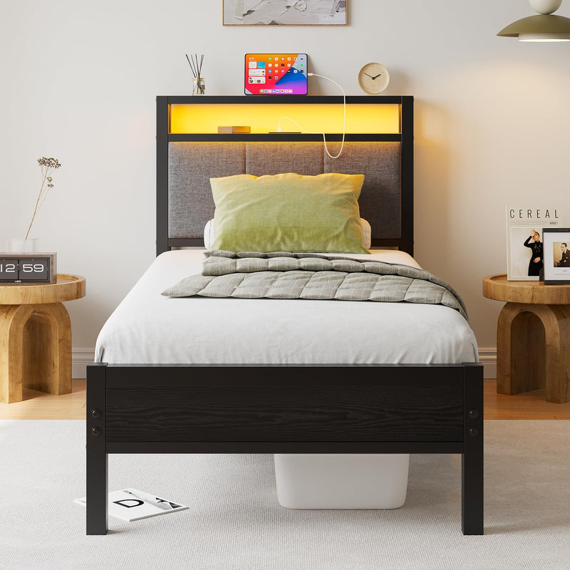 Bed Frame with Storage Headboard
