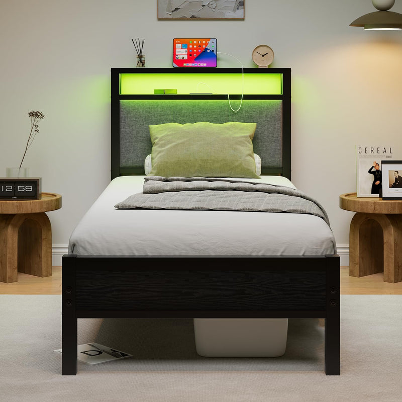 Bed Frame with Storage Headboard