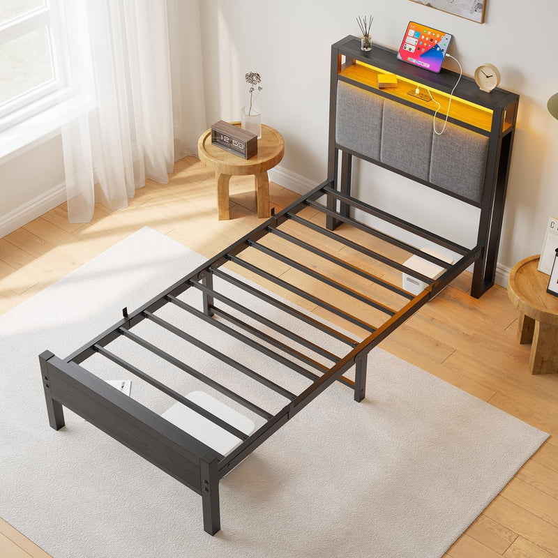 Bed Frame with Storage Headboard