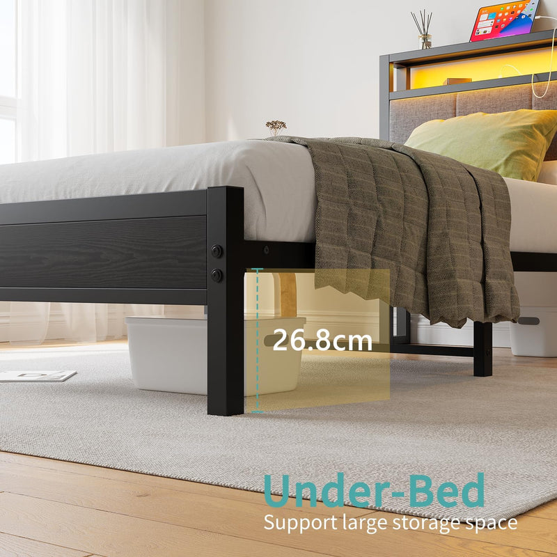 Bed Frame with Storage Headboard