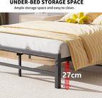 Bed Frame with Storage Headboard Metal Upholstered Platform