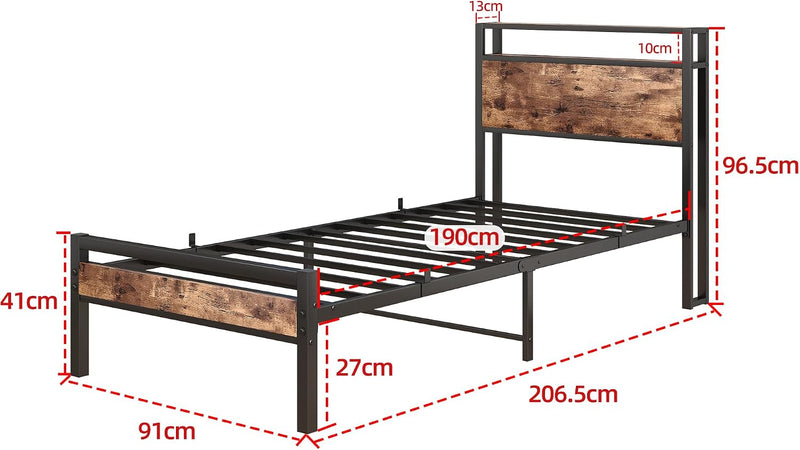 Bed Frame with Storage Headboard Rustic