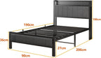 Bed Frame with Storage Headboard Shelf