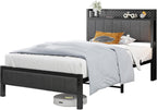 Bed Frame with Storage Headboard Shelf