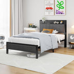 Bed Frame with Storage Headboard Shelf