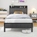 Bed Frame with Storage Headboard Shelf