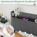 Bed Frame with Storage Headboard Shelf