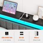 Bed Frame with Storage Headboard Upholstered Kingsize Charging