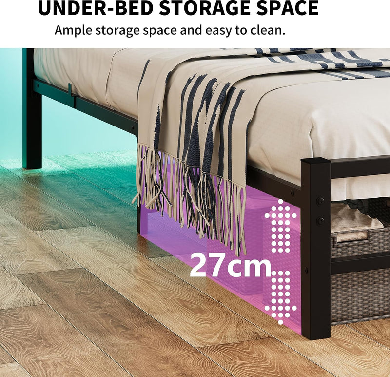 Bed Frame with Storage Headboard Upholstered Kingsize Charging