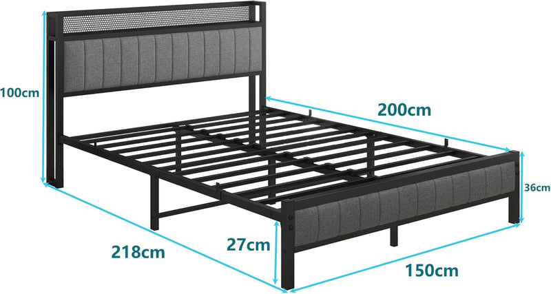 Bed Frame with Storage Headboard