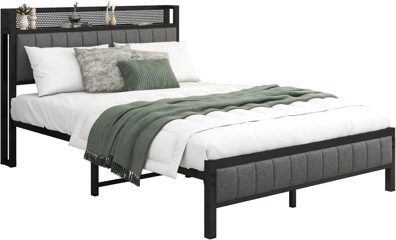 Bed Frame with Storage Headboard