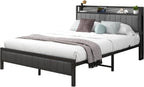 Bed Frame with Storage Headboard Upholstered Platform Mattress