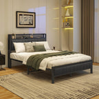 Bed Frame with Storage Headboard Upholstered Platform Mattress