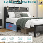 Bed Frame with Storage Headboard Upholstered Platform Mattress