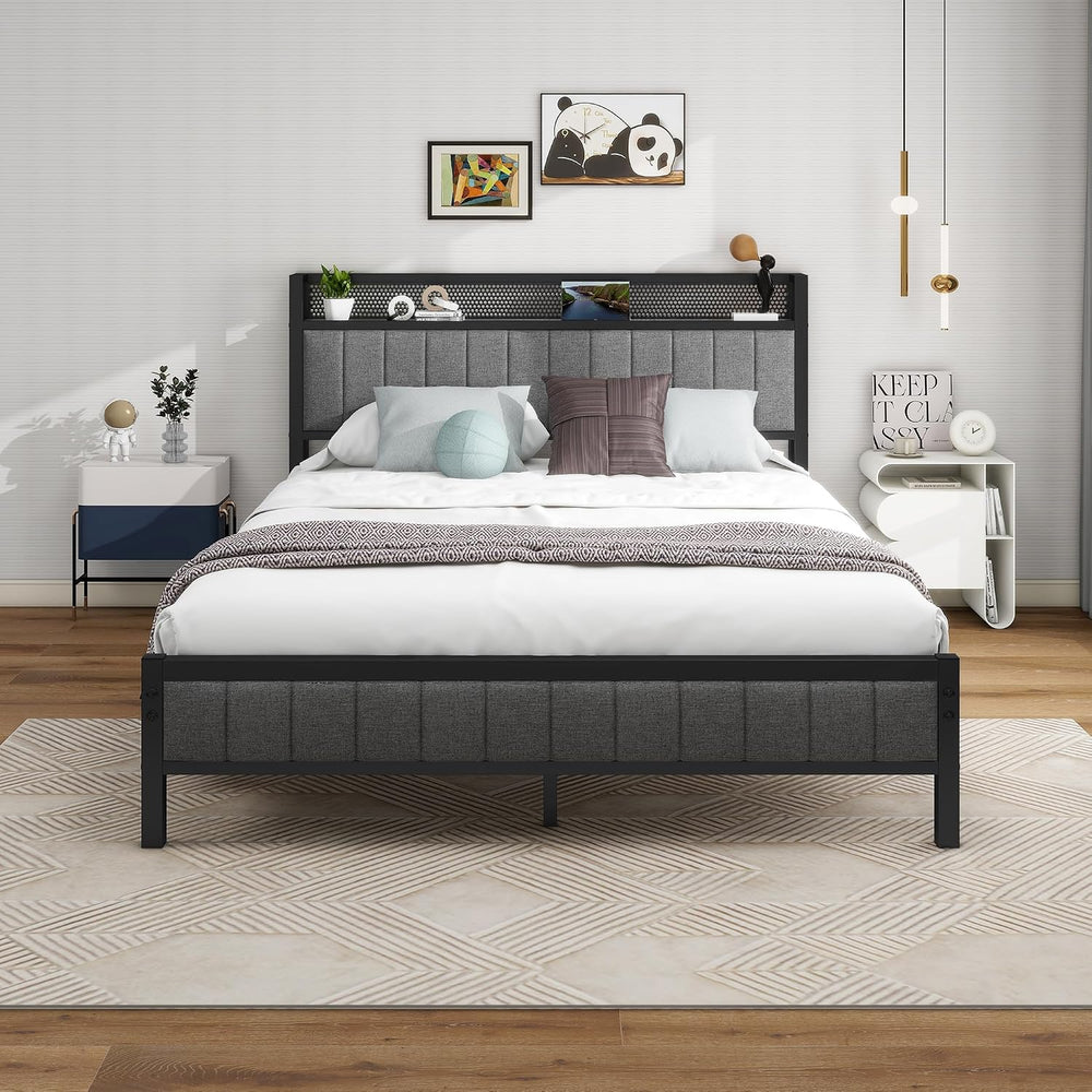 Bed Frame with Storage Headboard