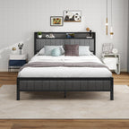 Bed Frame with Storage Headboard Upholstered Platform Mattress