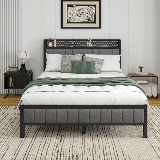 Bed Frame with Storage Headboard