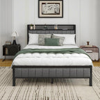 Bed Frame with Storage Headboard Upholstered Platform Mattress