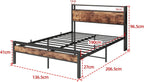 Bed Frame with Storage Headboard Wooden Metal Platform