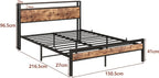 Bed Frame with Storage Headboard Wooden Metal Platform