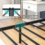Bed Frame with Storage Headboard Wooden Metal Platform