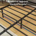 Bed Frame with Storage Headboard Wooden Metal Platform