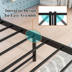 Bed Frame with Storage Headboard Wooden Metal Platform