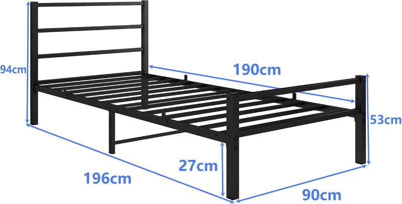 Bed Frame with Storage Metal Headboard and Footboard