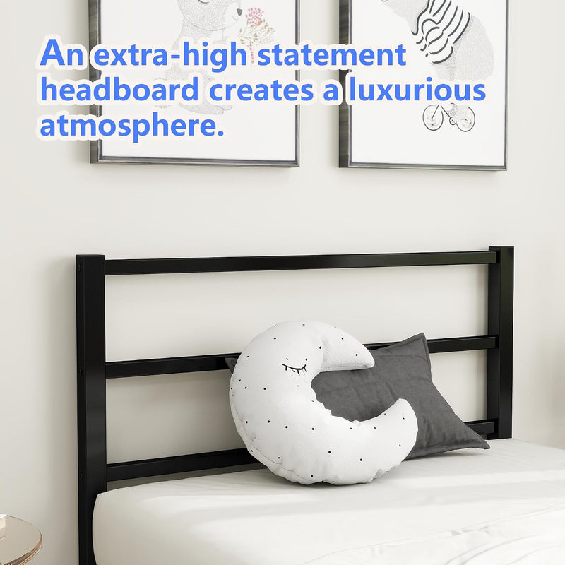 Bed Frame with Storage Metal Headboard and Footboard